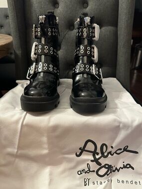 Alice and Olivia Patent Leather Combat Boots